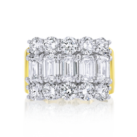 Emerald Cut & Round Wide Diamond Band - Marvels Co.