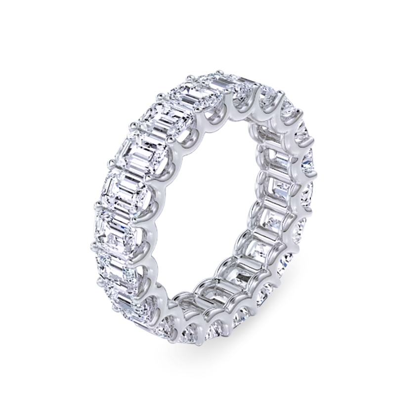 U-Prong Emerald Cut Diamond Eternity Ring - Marvels Co.