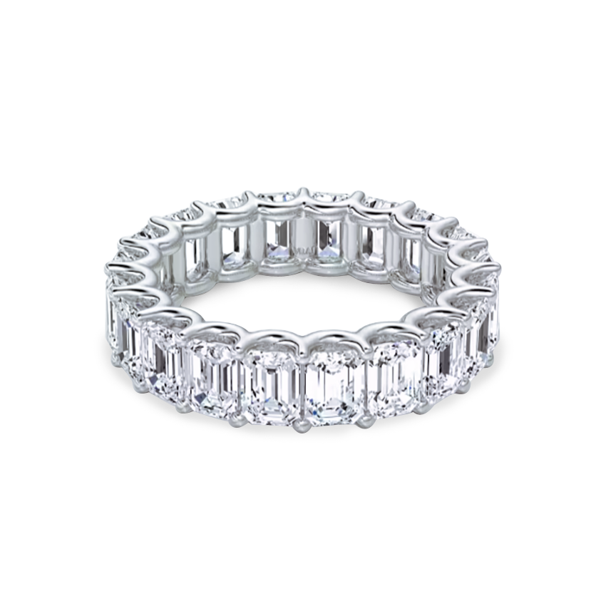 U-Prong Emerald Cut Diamond Eternity Ring - Marvels Co.