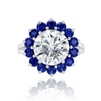 Striking Sapphire-Halo Diamond Ring - Marvels Co.