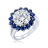Striking Sapphire-Halo Diamond Ring - Marvels Co.