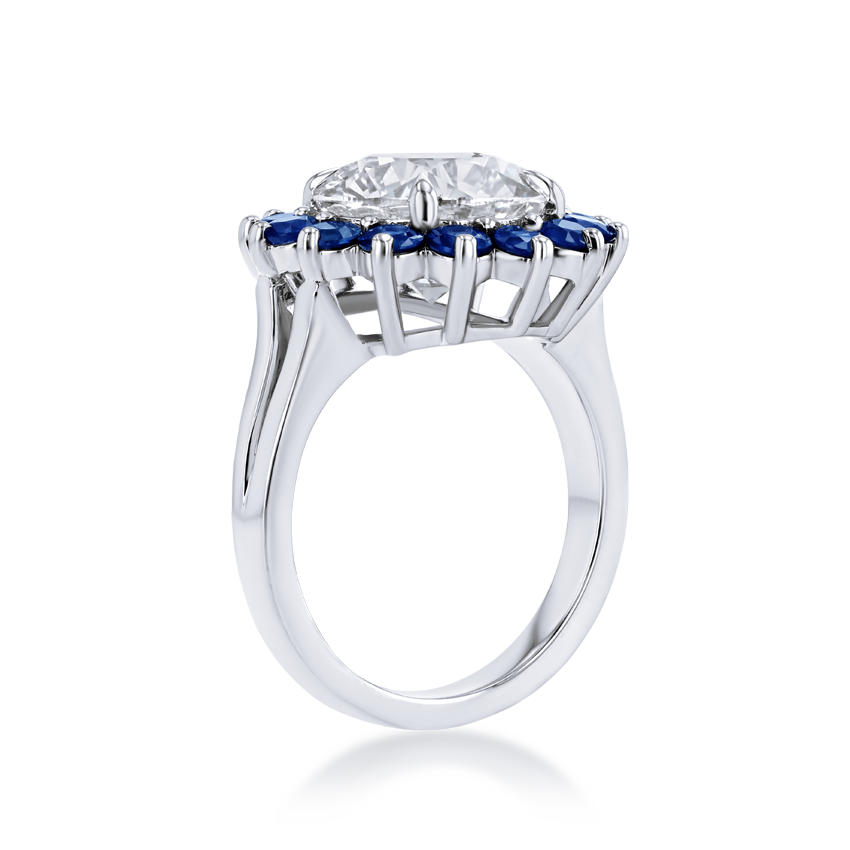 Striking Sapphire-Halo Round Diamond Ring Statement Jewelry Marvels   