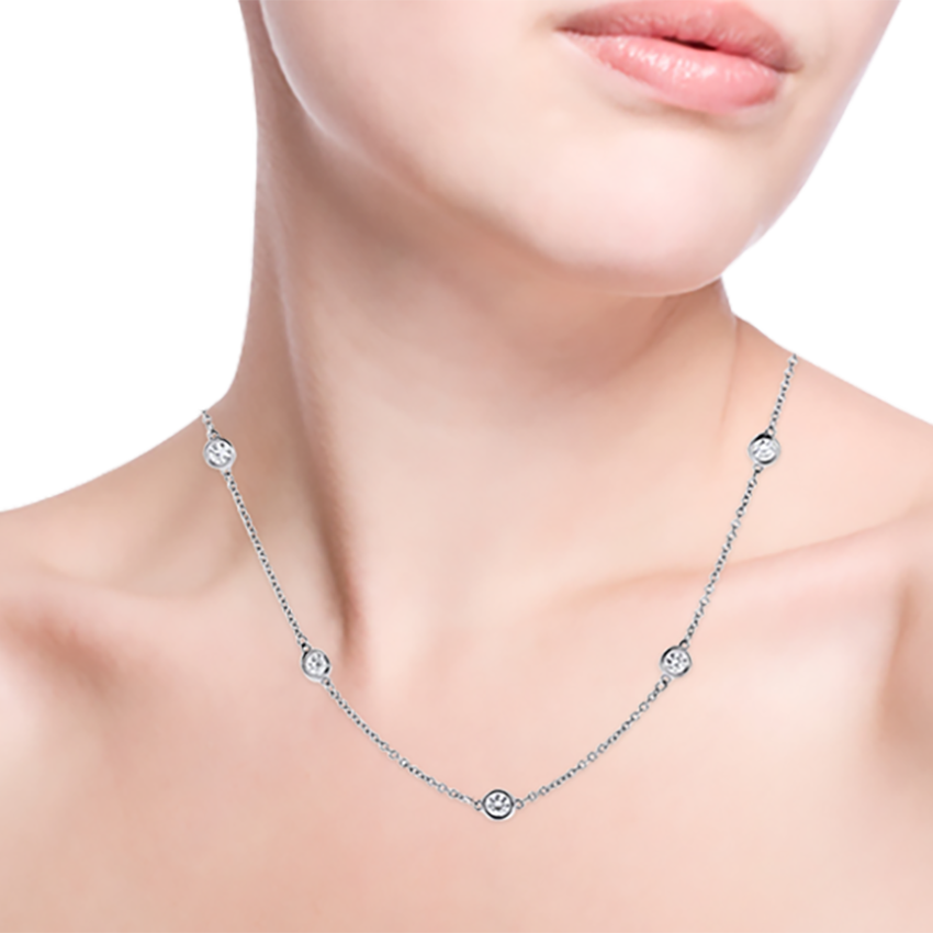 Lab Grown Diamond Station Necklace - 11 Diamonds Diamond Necklaces Marvels   