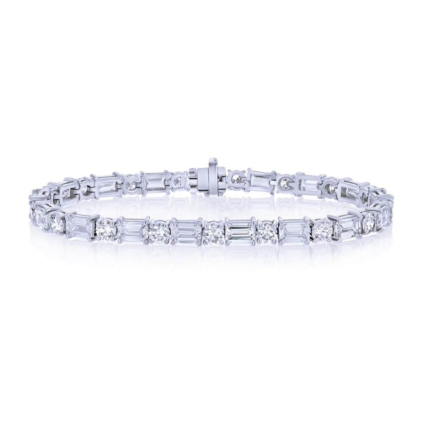 Emerald Cut & Round Diamond Bracelet - Marvels Co.