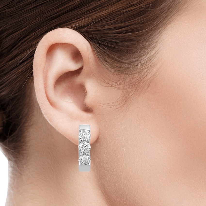 6-Diamond Hoop Earrings - Marvels Co.