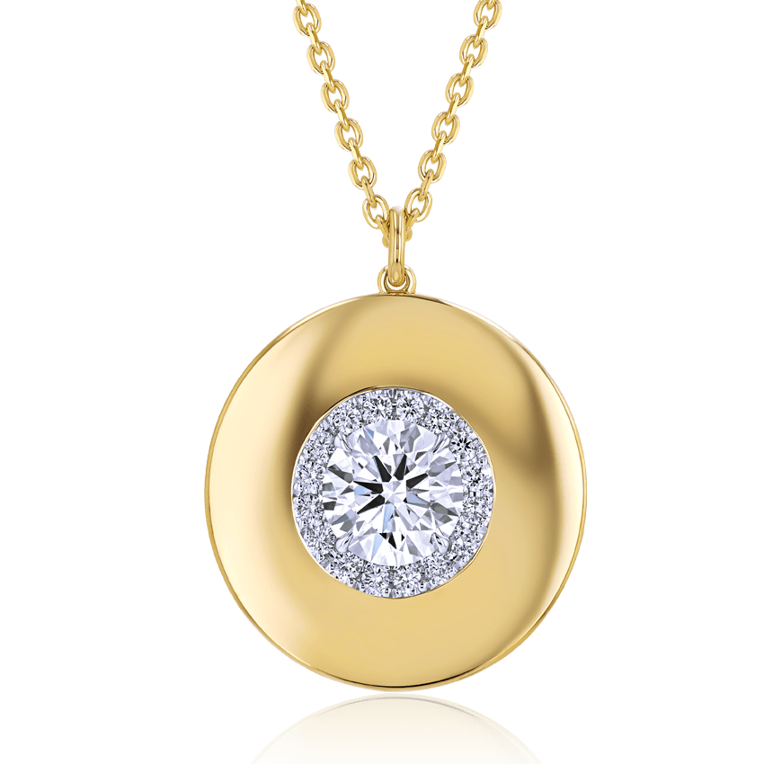 Round Solitaire on Disk Diamond Necklace - Marvels Co.