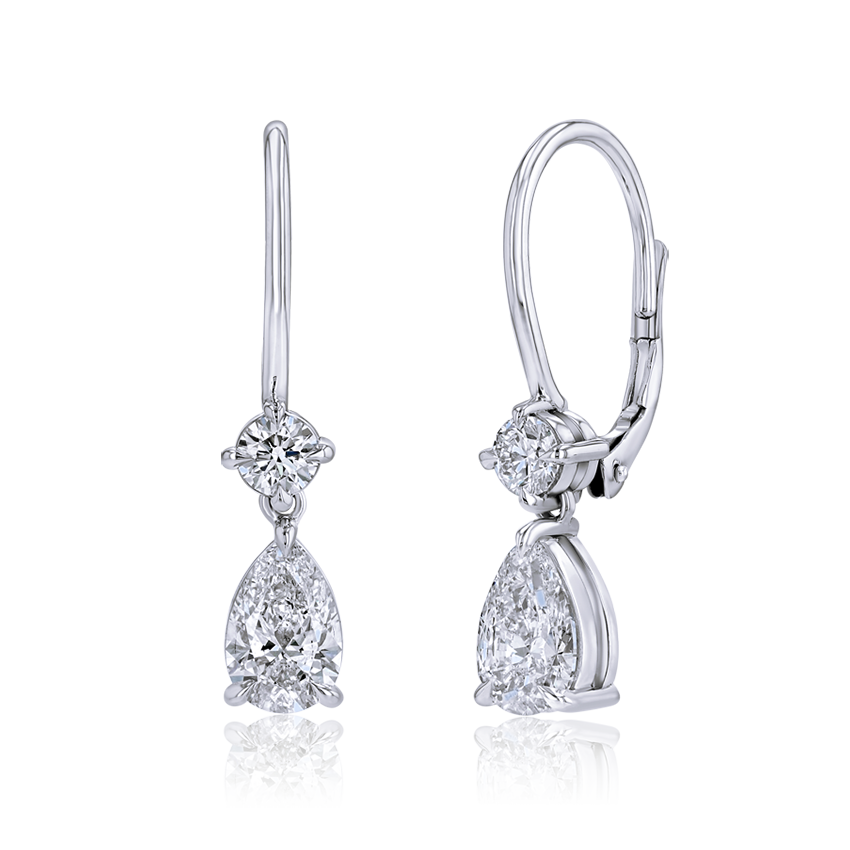 Pear Shaped Diamond Dangle Earrings - Marvels Co.