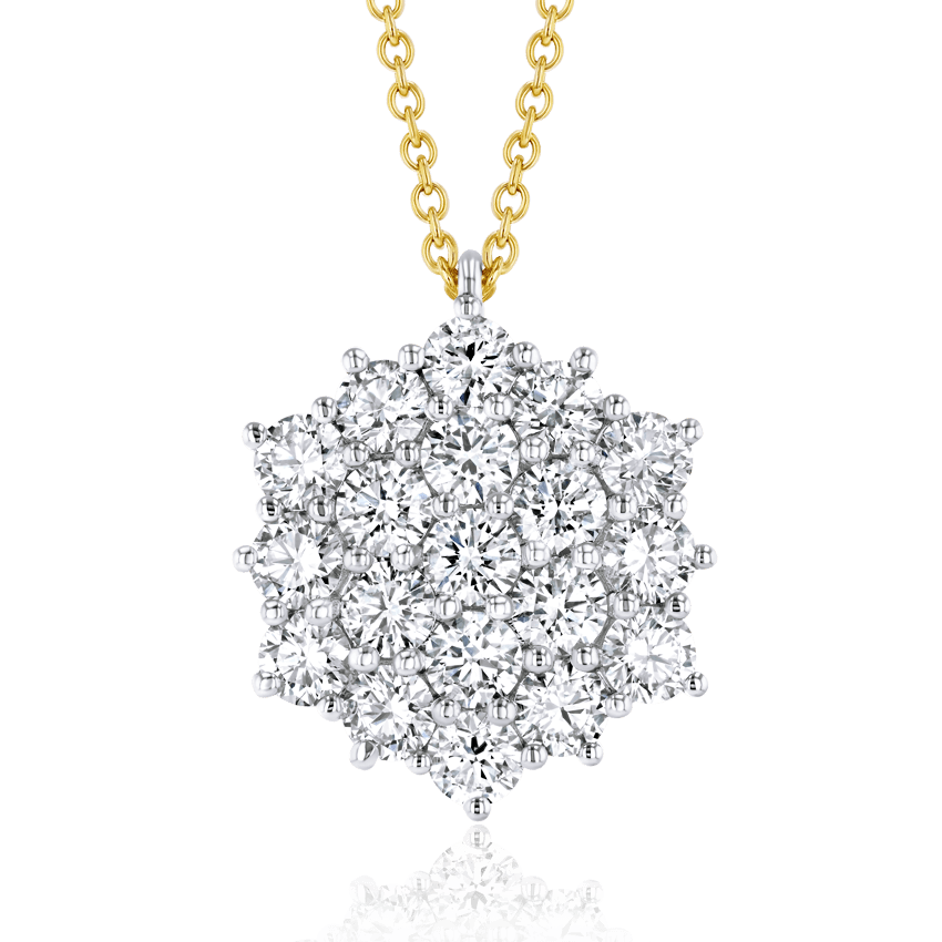 Hexagon Shaped Cluster Diamond Necklace - Marvels Co.