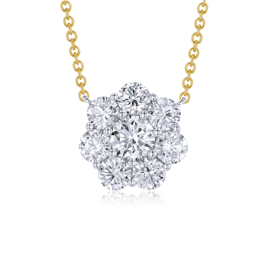 Flower Shaped Cluster Diamond Necklace - Marvels Co.