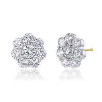 Flower Shaped Cluster Diamond Earrings - Marvels Co.