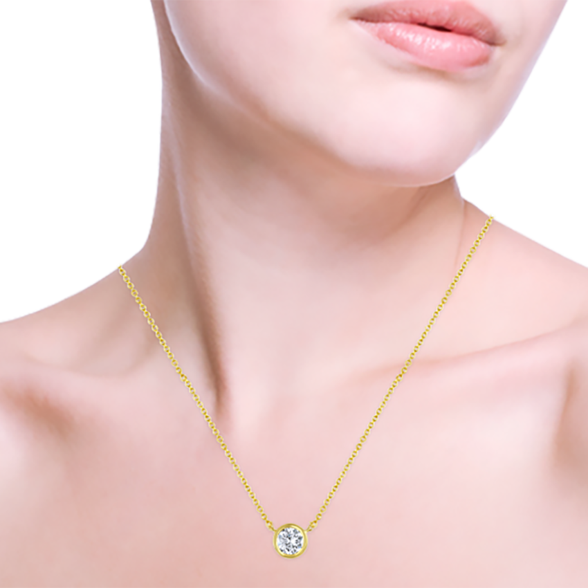 Bezel Set Round Diamond Necklace - Marvels Co.