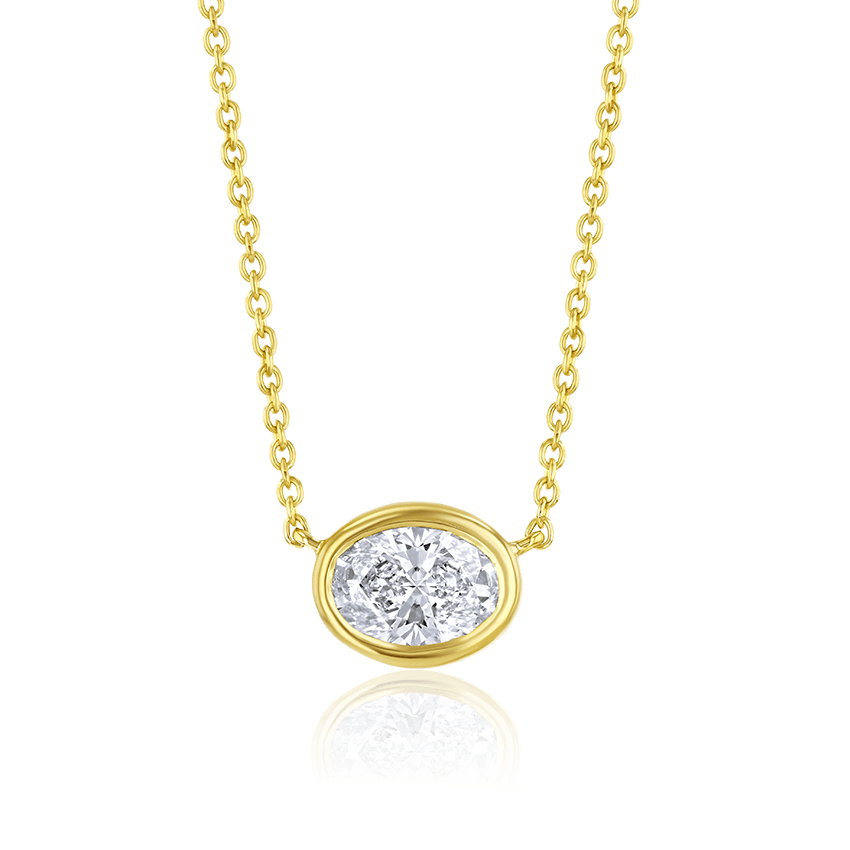 Bezel Set Oval Diamond Necklace - Marvels Co.