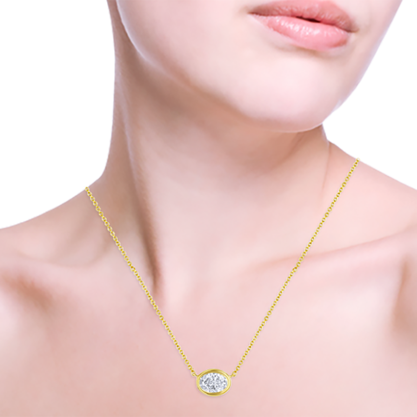 Bezel Set Oval Diamond Necklace - Marvels Co.