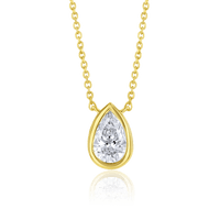 Bezel Set Pear Shaped Diamond Necklace - Marvels Co.