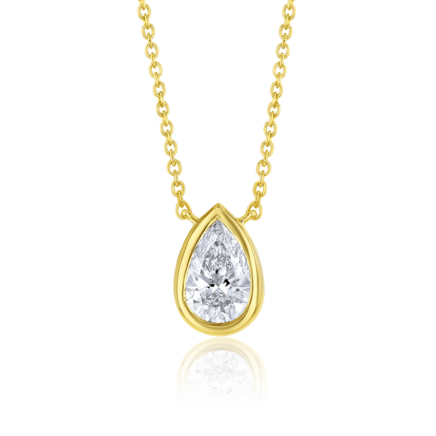 Bezel Set Pear Shaped Diamond Necklace - Marvels Co.