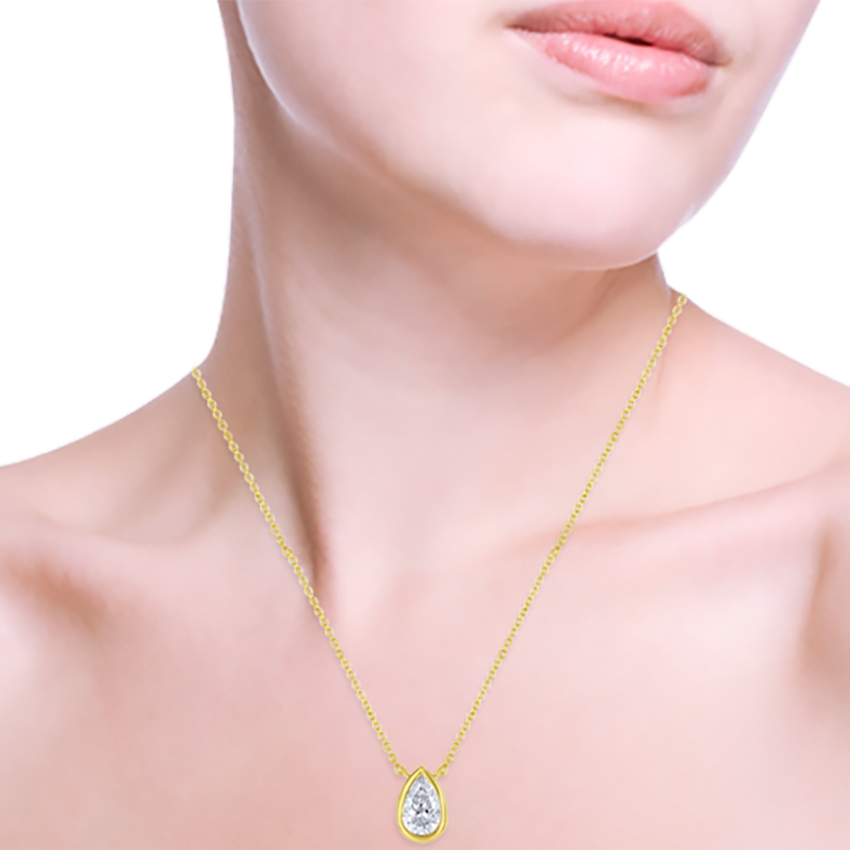 Bezel Set Pear Shaped Diamond Necklace - Marvels Co.