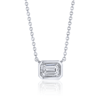 Bezel Set Emerald Cut Diamond Necklace - Marvels Co.