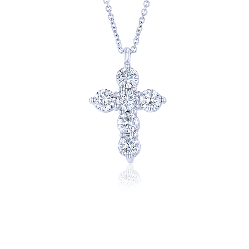 Small Cross with Big Diamonds Necklace - Marvels Co.