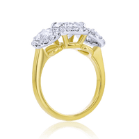 Oval 3-Stone Halo Anniversary Ring - Marvels Co.