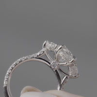 Oval 3 Stone Ring with Diamond Band - Marvels Co.