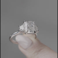 Radiant Cut Diamond Ring with Trapezoid Side Stones - Marvels Co.